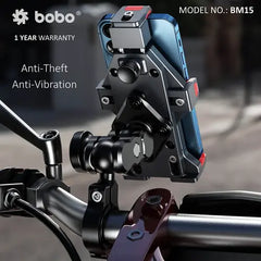 BOBO BM15 Anti-Vibration Metallic Heavy Duty Bike / Cycle Phone Holder Motorcycle Mobile Mount