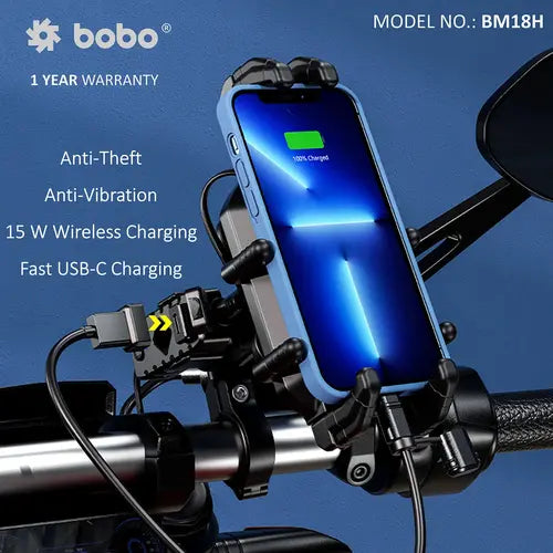 Motorcycle Wireless Phone Holder And Charger BOBO BM18 Anti