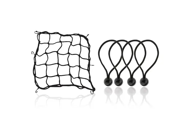 Cargo Net (38X38Cm) With Bungee Balls (8Inch) - 4Pcs- Black