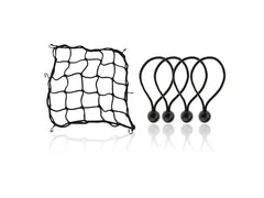 Cargo Net (38X38Cm) With Bungee Balls (8Inch) - 4Pcs- Black