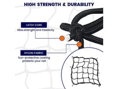 Cargo Net (38X38Cm) With Bungee Balls (8Inch) - 4Pcs- Black