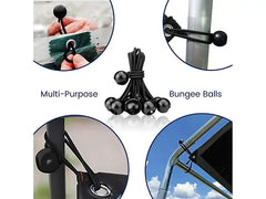 Cargo Net (38X38Cm) With Bungee Balls (8Inch) - 4Pcs- Black