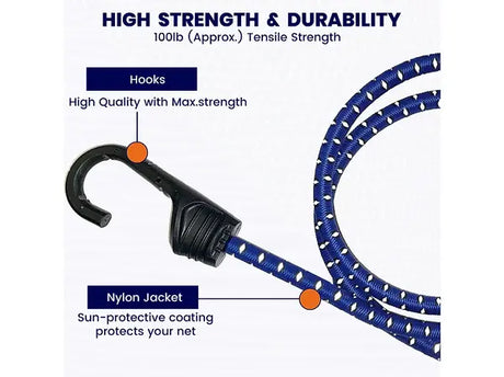 Reflecting Bungee Cord (42Inch)- Set Of 2 - Blue