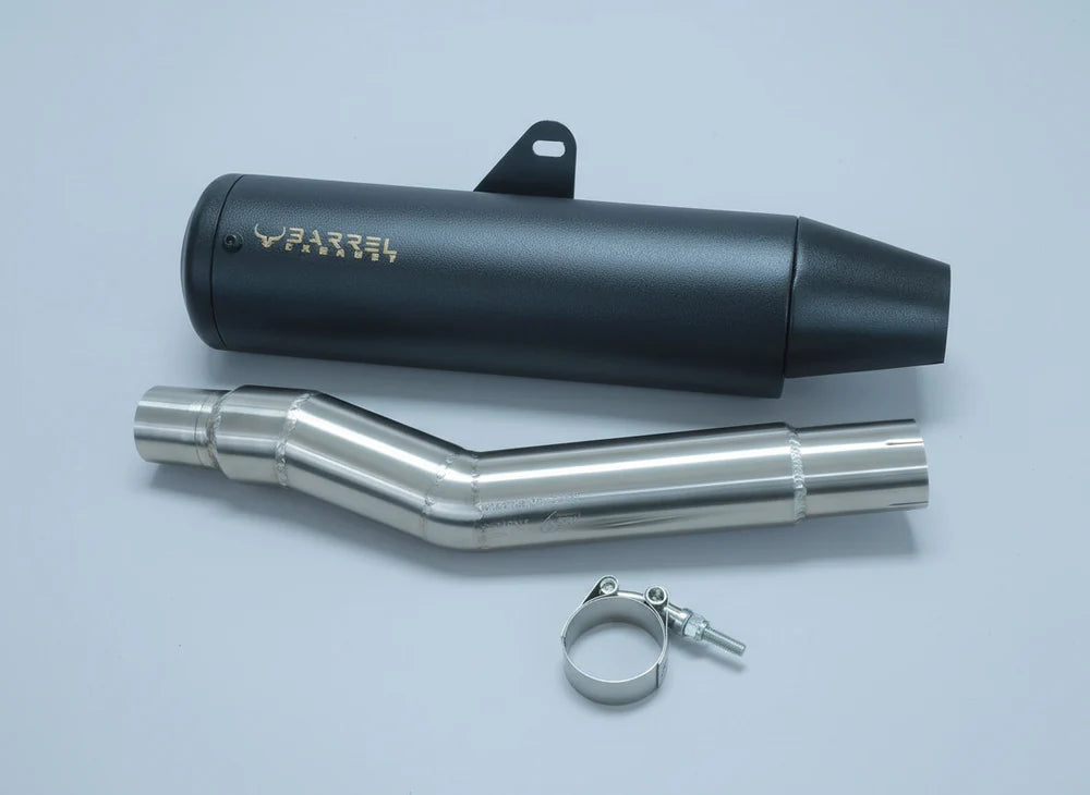 Bass Master B-20 stainless steel slip-on exhaust with decat pipe for Royal Enfield Bear 650 motorcycle