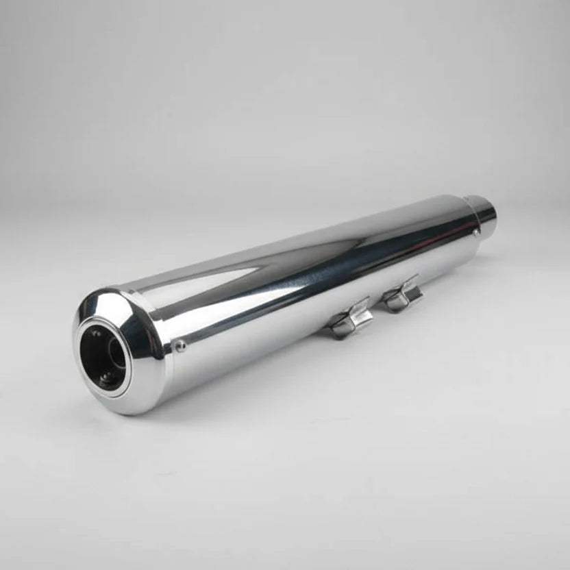 Barrel Exhaust-35 Bass Master exhaust for Royal Enfield Meteor 350 Classic 350 Reborn Goan Classic available in black and silver