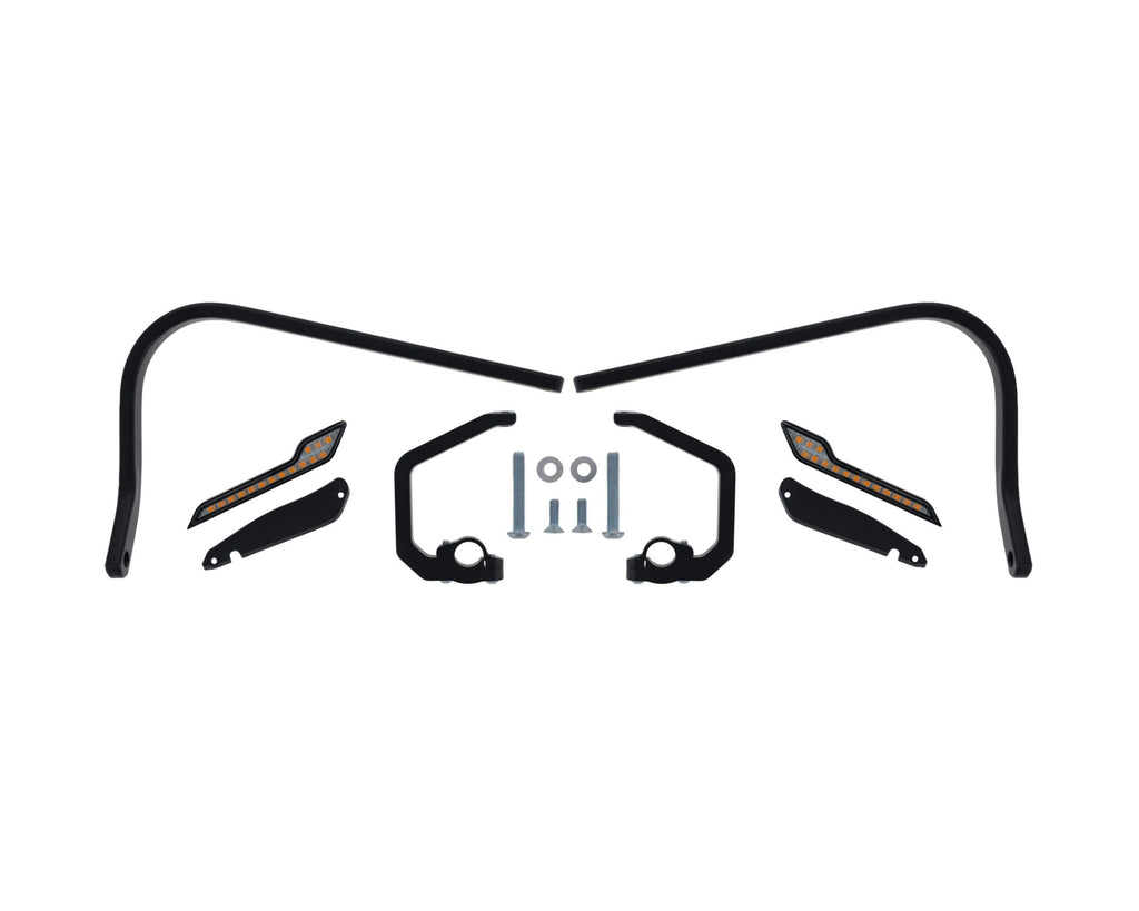 Barkbusters BHG-133 black aluminium two-point handguard mounting kit with amber sequential LED indicators for BMW R 1300 GS and R 1300 GS Adventure