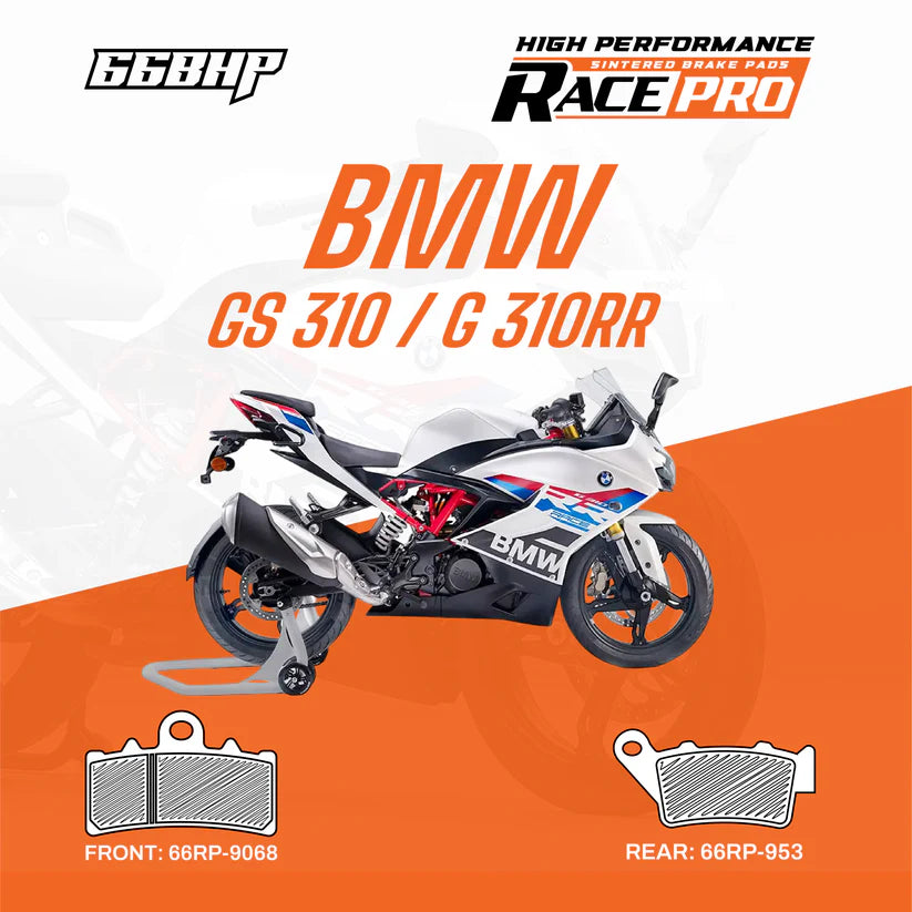 66BHP Race Pro Sintered Brake Pads for BMW G 310 R and G 310 RR Front 66RP-9068 Rear 66RP-953