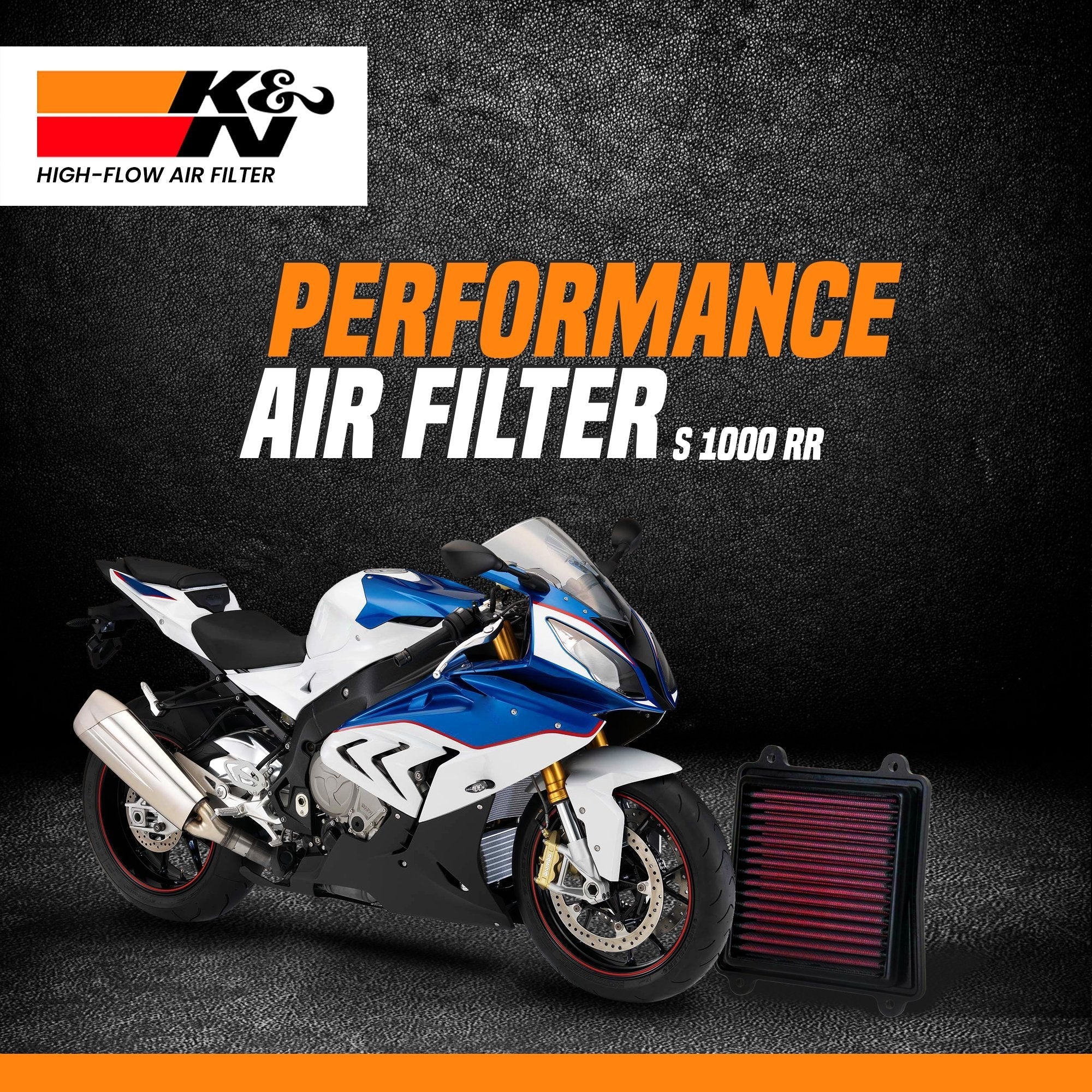 K&N high performance air filter for BMW S1000RR HP4 reusable washable racing filter