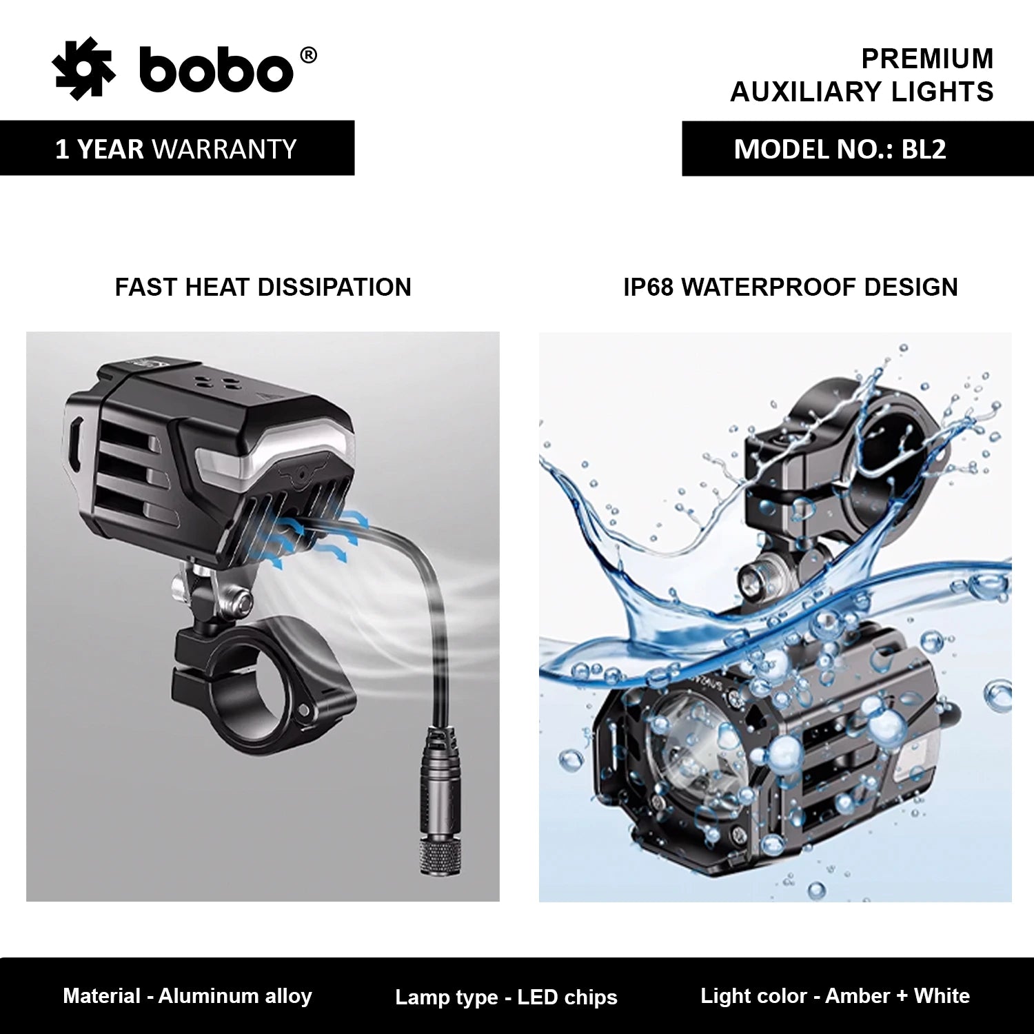 BOBO BL2 motorcycle auxiliary lights