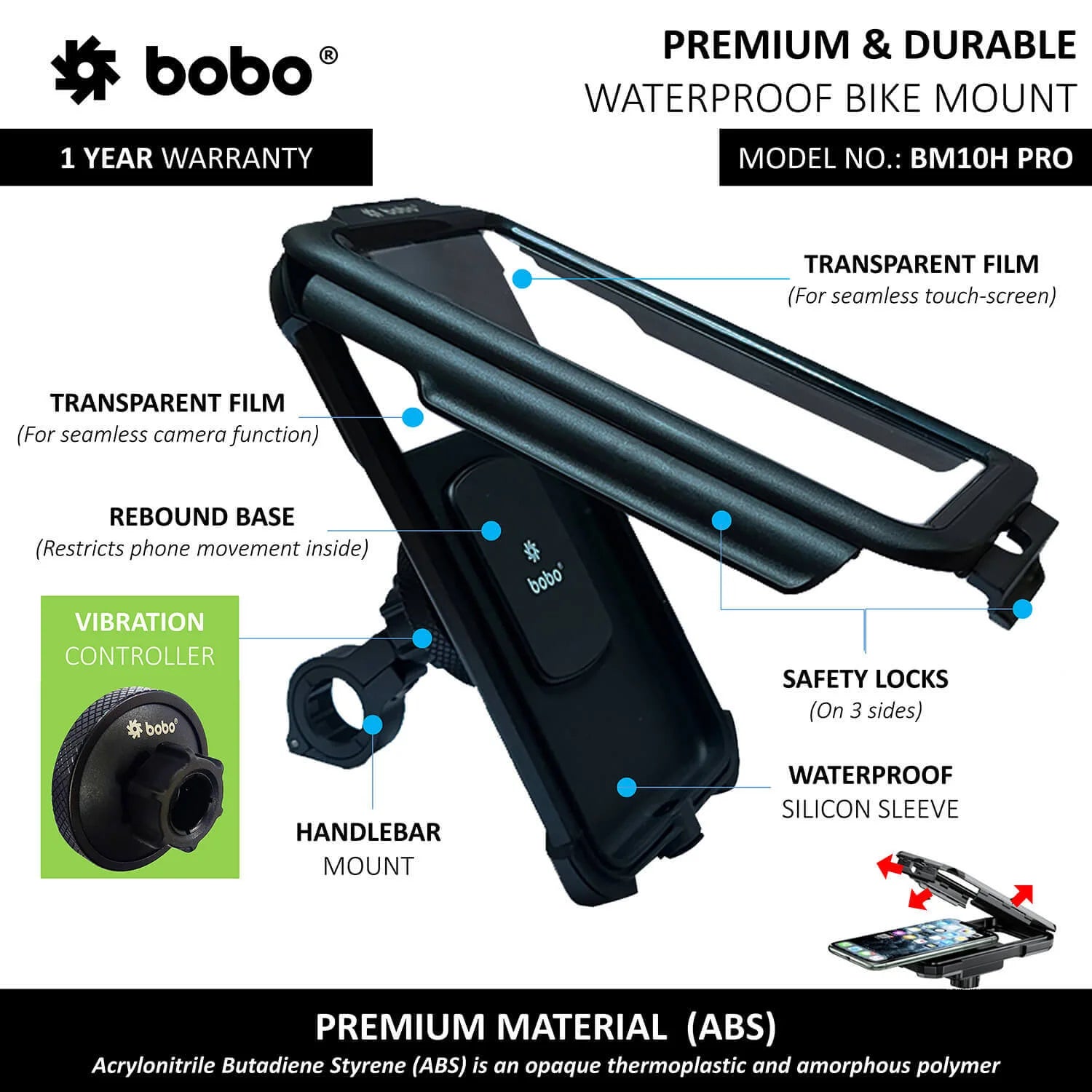 BOBO BM10H PRO waterproof bike phone holder