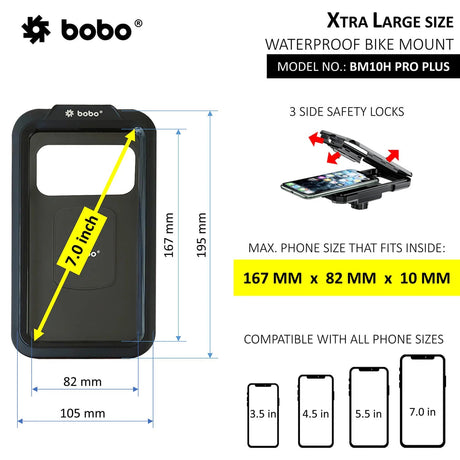BOBO BM10H waterproof bike phone holder mounted on motorcycle handlebar