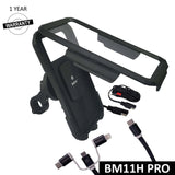 BOBO BM11 PRO PLUS waterproof bike phone holder with wireless charging mounted on motorcycle