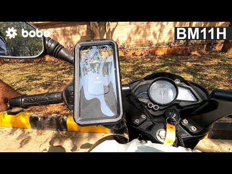 BOBO BM11 waterproof bike phone holder with wireless charging mounted on motorcycle