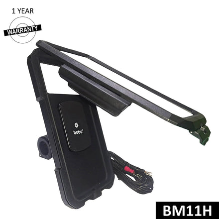BOBO BM11 waterproof bike phone holder with wireless charging mounted on motorcycle