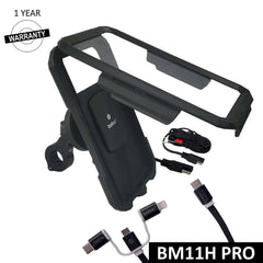 BOBO BM11 PRO PLUS waterproof bike phone holder with wireless charging on motorcycle handlebar