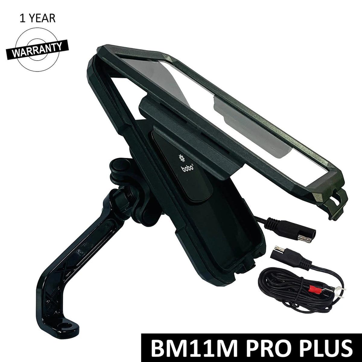 BOBO BM11 PRO PLUS waterproof bike phone holder with wireless charging on motorcycle handlebar