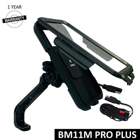 BOBO BM11 PRO PLUS waterproof bike phone holder with wireless charging on motorcycle handlebar