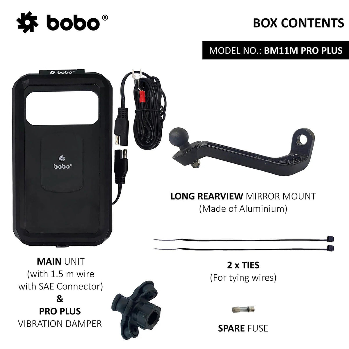 BOBO BM11 PRO PLUS waterproof bike phone holder with wireless charging on motorcycle handlebar