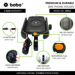 BOBO BM12 Bike Phone Holder with 15W Wireless Charger