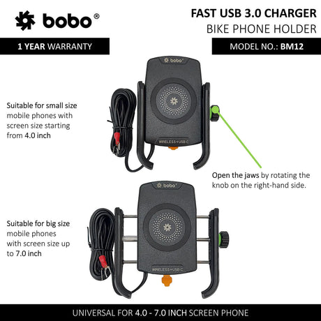 BOBO BM12 Bike Phone Holder with 15W Wireless Charger