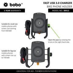 BOBO BM12 Bike Phone Holder with 15W Wireless Charger
