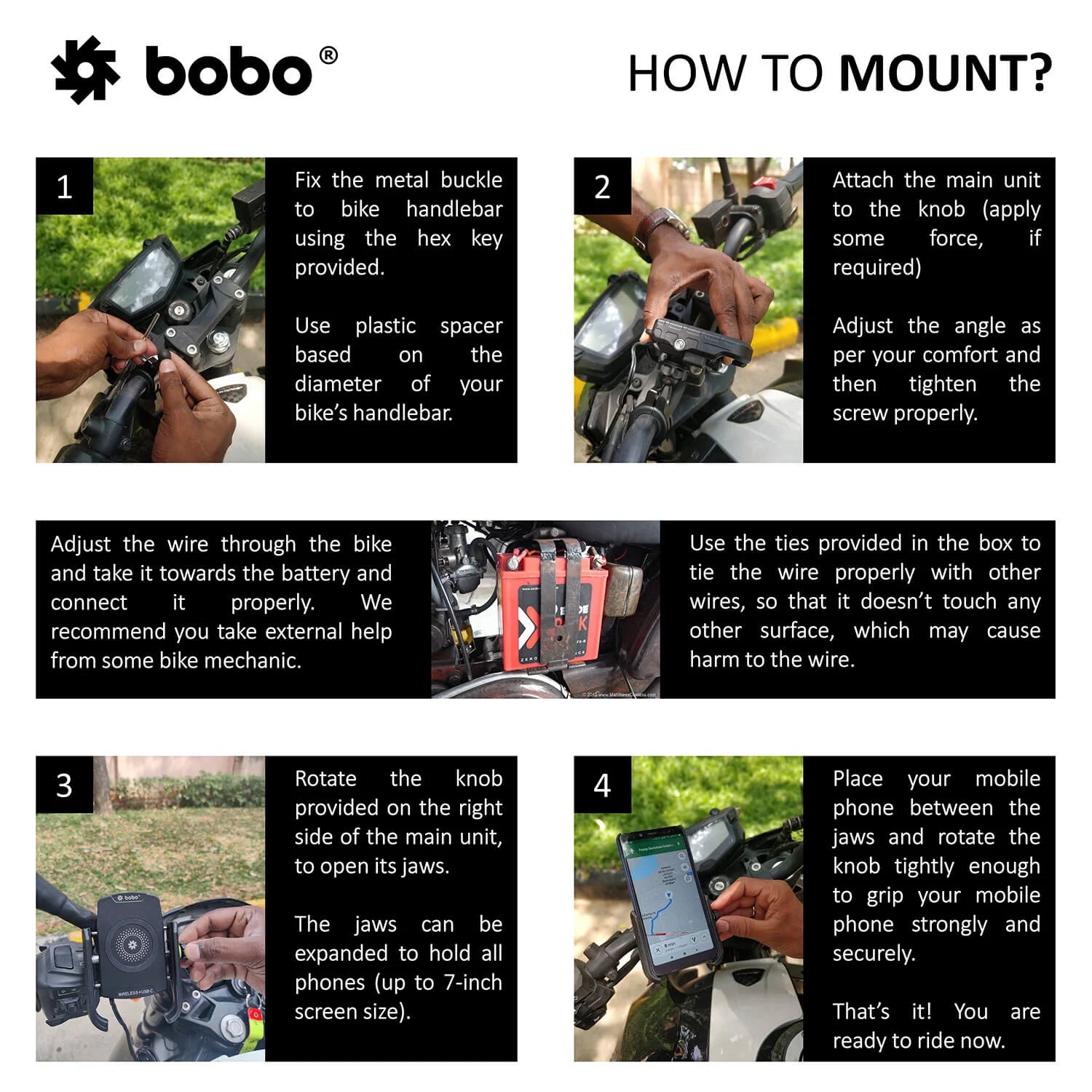 BOBO BM12 Bike Phone Holder with 15W Wireless Charger