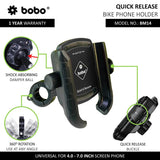 BOBO BM14 quick release bike phone holder mounted on motorcycle handlebar