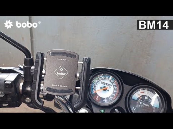BOBO BM14 quick release bike phone holder mounted on motorcycle handlebar