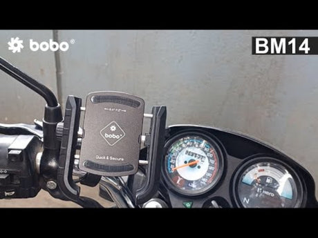 BOBO BM14 quick release bike phone holder mounted on motorcycle handlebar