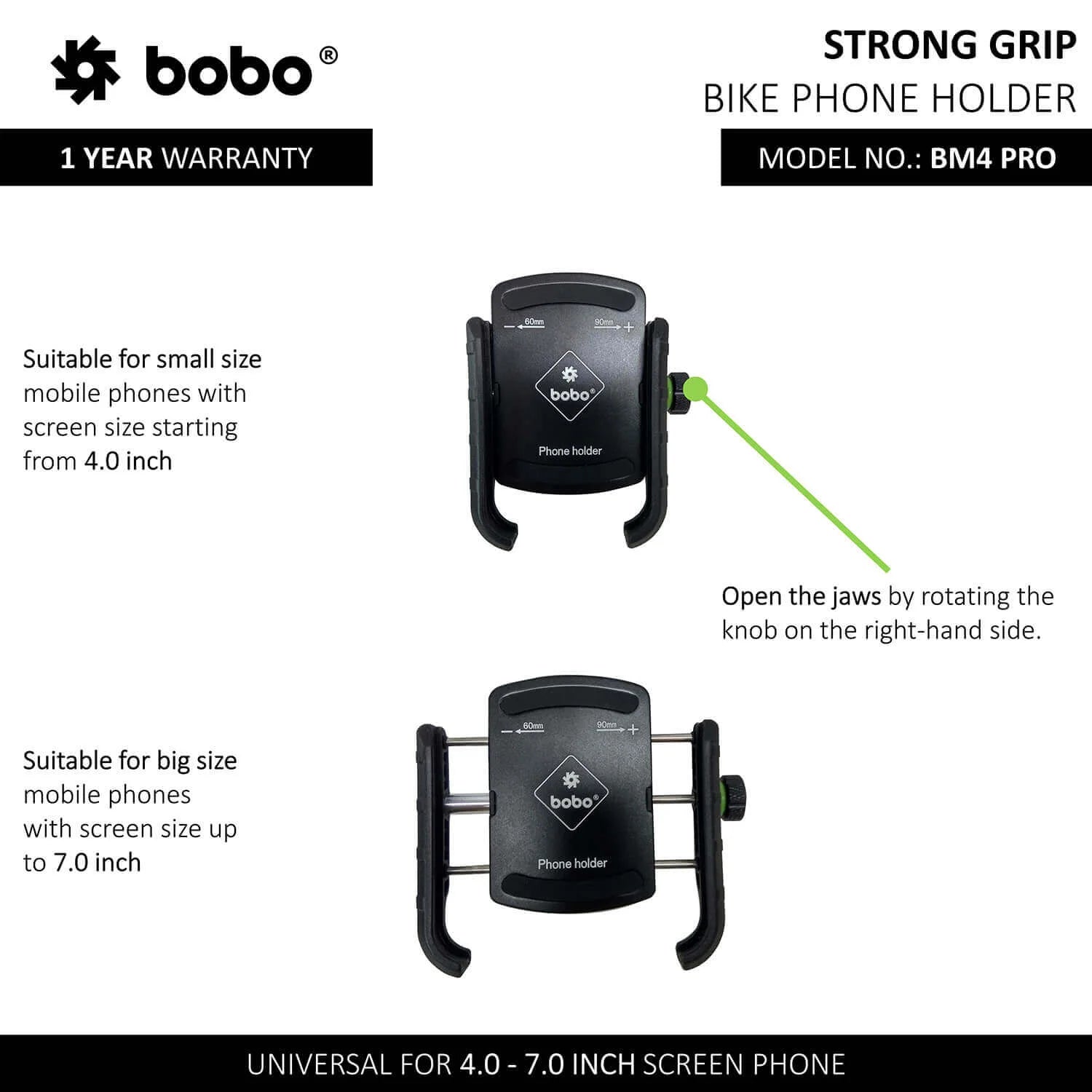 BOBO BM4 PRO jaw-grip bike phone holder