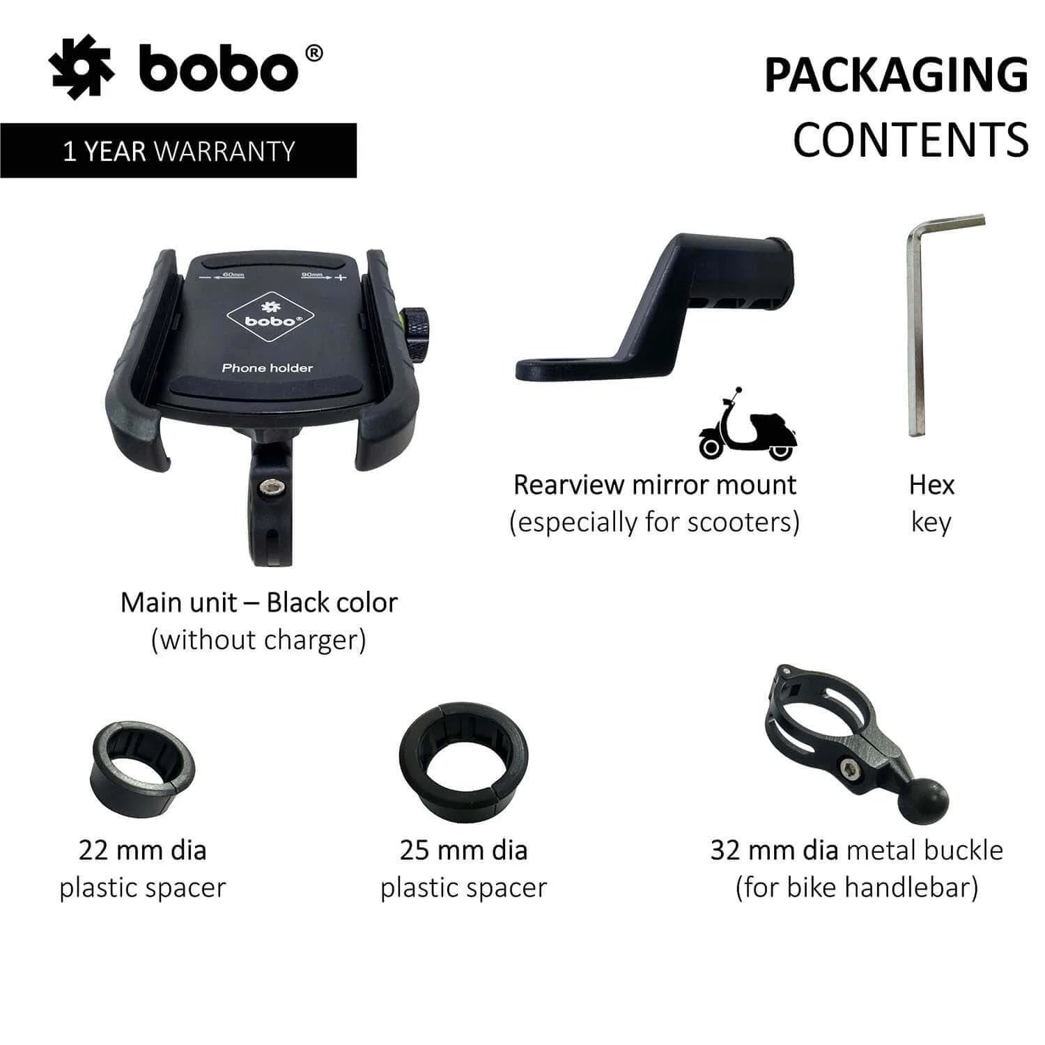 BOBO BM4 jaw grip bike phone holder black