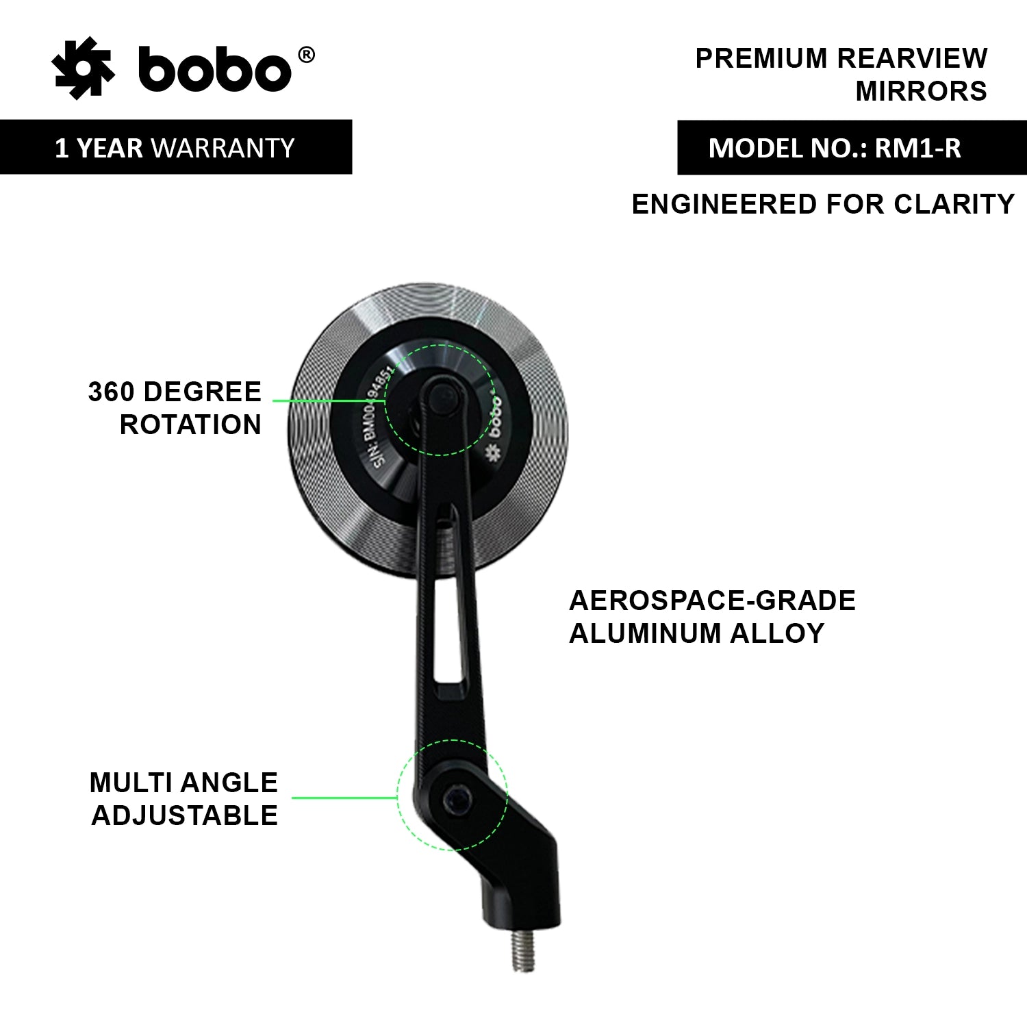 BOBO RM1-R motorcycle rear view mirror