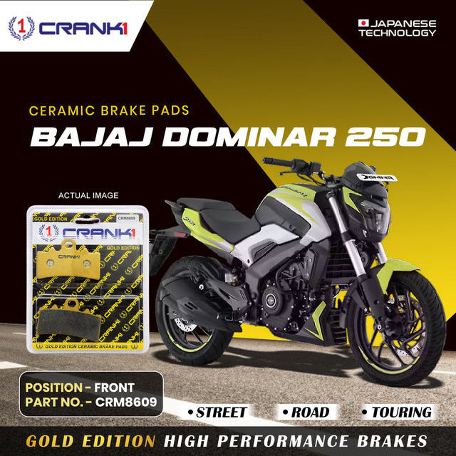 CRANK1 Ceramic Front Brake Pads CRM8609 for Bajaj Dominar 250 HH Rated Motorcycle Brake Pads
