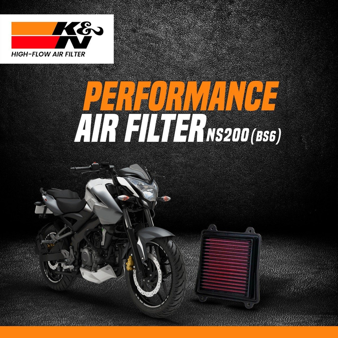 K&N air filter for Bajaj Pulsar NS200 BS6 performance upgrade