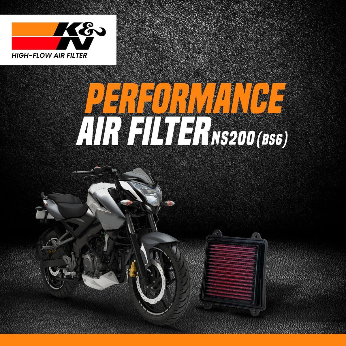 K&N air filter for Bajaj Pulsar NS200 BS6 performance upgrade