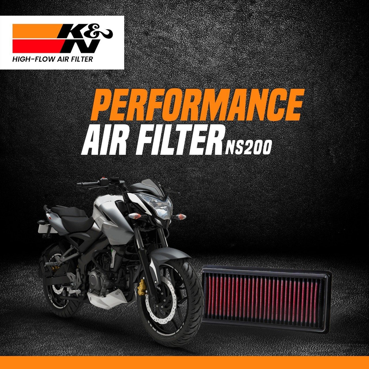 K&N air filter for Bajaj Pulsar NS 200 BS4 performance upgrade