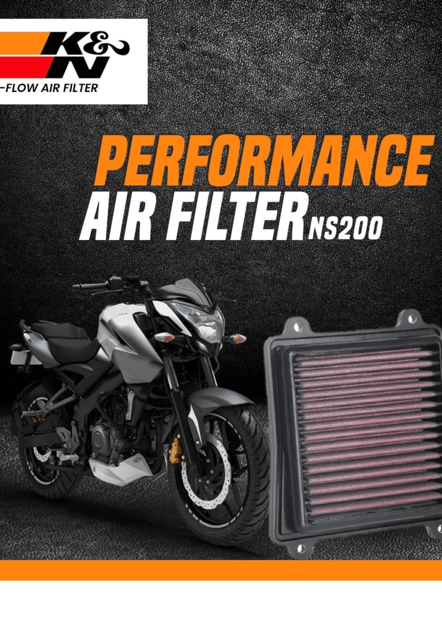 K&N air filter Bajaj Pulsar NS200 BS6 performance upgrade