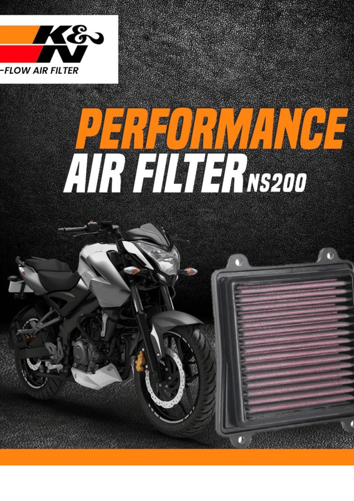K&N air filter Bajaj Pulsar NS200 BS6 performance upgrade