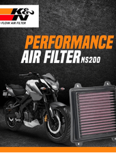 K&N air filter Bajaj Pulsar NS200 BS6 performance upgrade