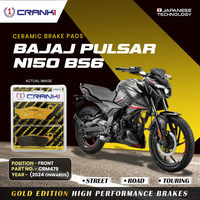 CRANK1 Ceramic Front Brake Pads CRM479 for Bajaj Pulsar N150 BS6 2024-Onwards HH Rated Motorcycle Disc Brake Pads