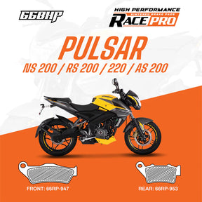 66BHP Race Pro Sintered Brake Pads for Bajaj Pulsar NS 200 RS 200 Front 947 Rear 953