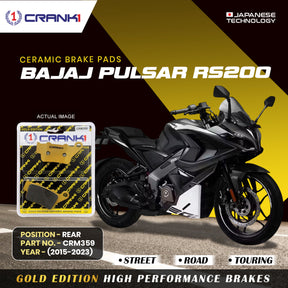 CRANK1 CRM359 ceramic rear brake pads for Bajaj Pulsar RS200 2015-2023
