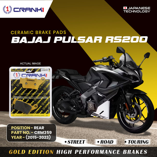 CRANK1 CRM359 ceramic rear brake pads for Bajaj Pulsar RS200 2015-2023
