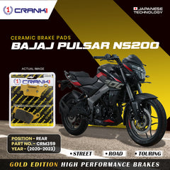 CRANK1 Ceramic Rear Brake Pads CRM359 for Bajaj Pulsar NS200 2020-2023 HH Rated Disc Brake Pads