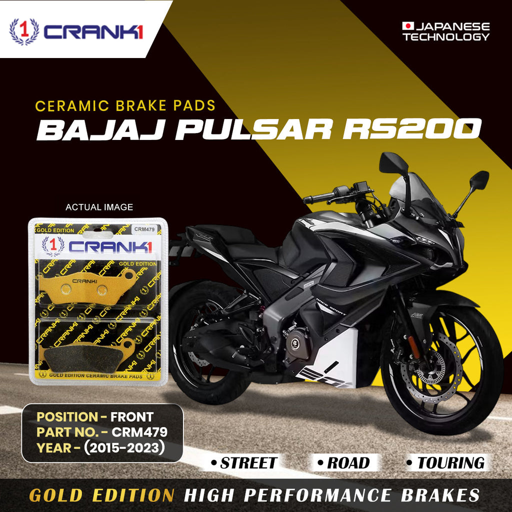 CRANK1 Ceramic Front Brake Pads CRM479 for Bajaj Pulsar RS200 (2015-2023) HH Rated Motorcycle Brake Pads