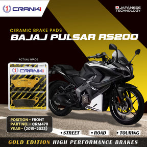 CRANK1 Ceramic Front Brake Pads CRM479 for Bajaj Pulsar RS200 (2015-2023) HH Rated Motorcycle Brake Pads