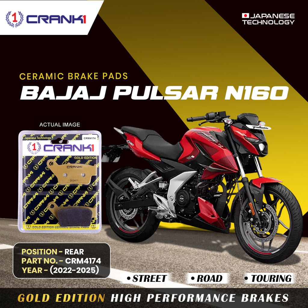 CRANK1 CRM4174 ceramic rear brake pads for Bajaj Pulsar N160 2022-2025