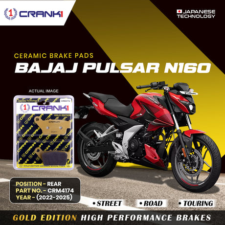 CRANK1 CRM4174 ceramic rear brake pads for Bajaj Pulsar N160 2022-2025