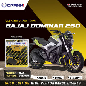 CRANK1 Ceramic Rear Brake Pads CRM359 for Bajaj Dominar 250 HH Rated Disc Brake Pads
