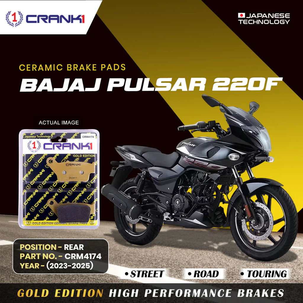 CRANK1 Ceramic Rear Brake Pads CRM4174 for Bajaj Pulsar 220F 2023–2025 HH Rated Motorcycle Brake Pads 1 Set